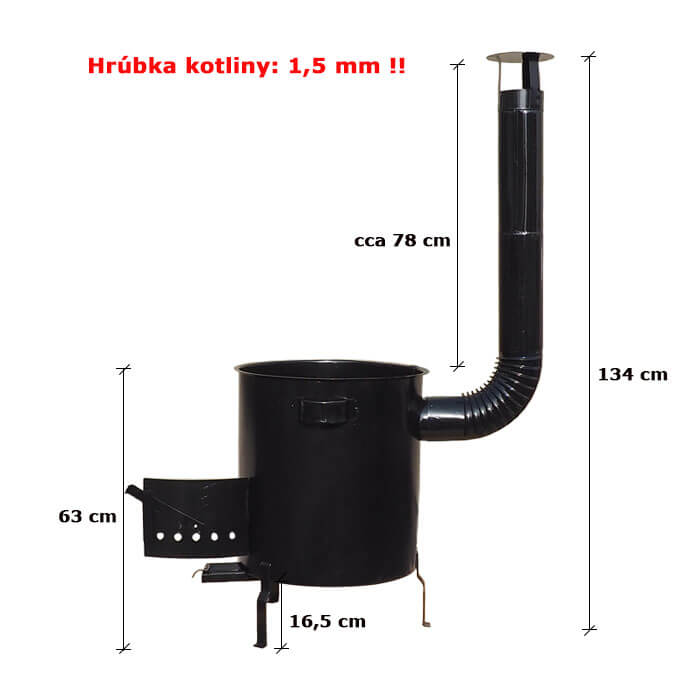 Hrubostěnná kovová kotlina, natřená základní barvou