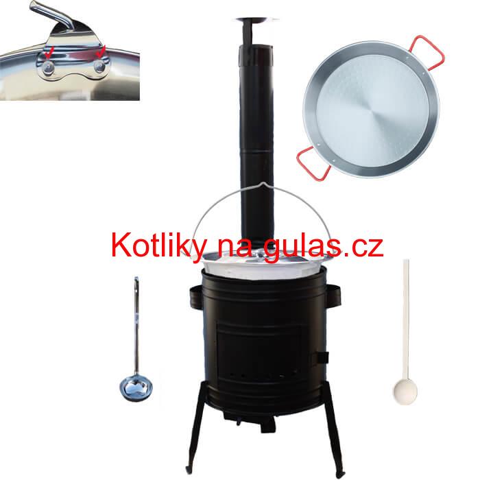 Paella ocelová pánev 38 cm s nerezovým kotlíkem 15 L (0,8 mm) a kotlinou