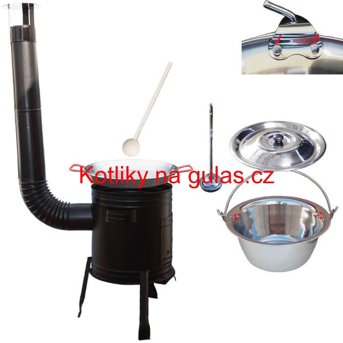 Paella ocelová pánev 38 cm s nerezovým kotlíkem 15 L (0,8 mm) a kotlinou