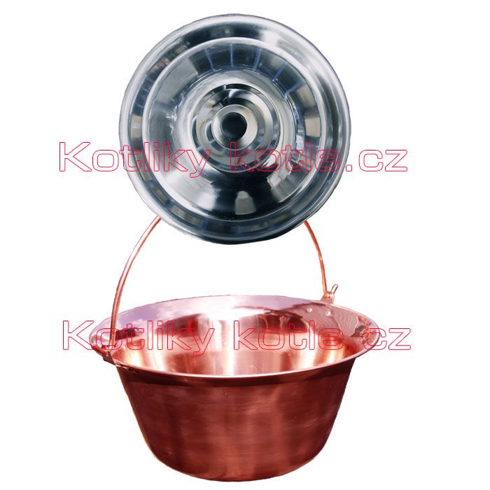 Měděný kotlík 10 L + nerezová poklice