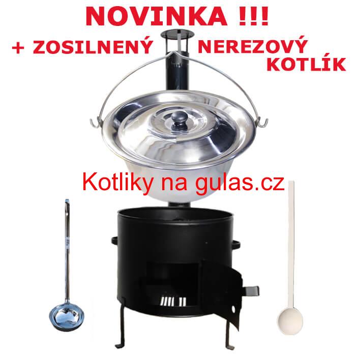 Nerezový kotlíkový set 42 cm + zesílený nerezový kotlík 20 L