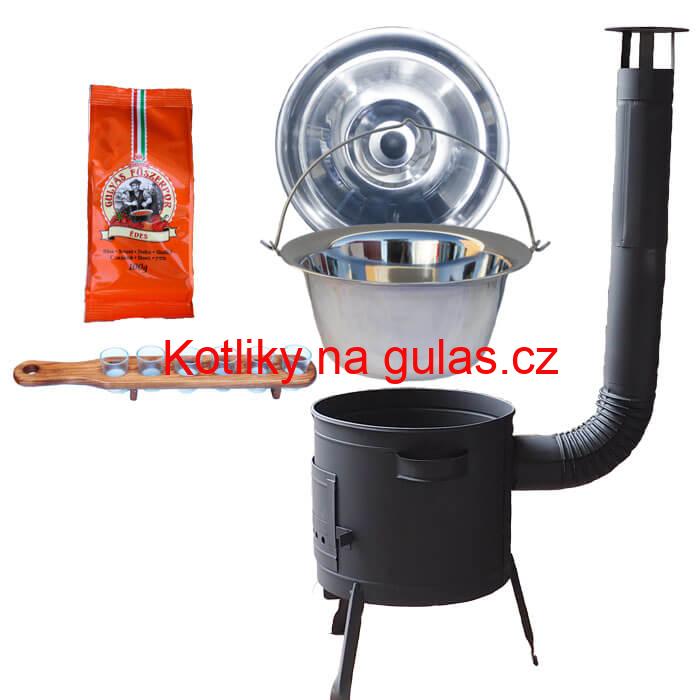 Nerezový kotlík 22 L (0,8 mm) + korenie + štamperlíky + nízka žiaruvzdorná kotlina (0,8 mm) 42 PLUS 600