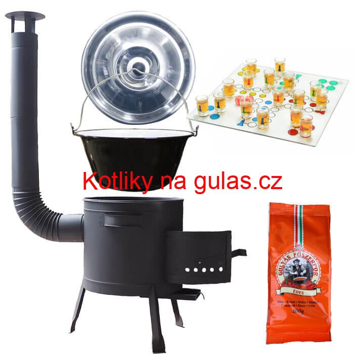 Smaltovaný kotlík 20 L (1,2 mm) + pepř + člověče pi už + nízká žáruvzdorná kotlina 42 PLUS 600
