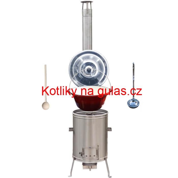 Litinový kotlík se smaltovanou úpravou 10,8 L + Nerezová kotlina 33 LUX