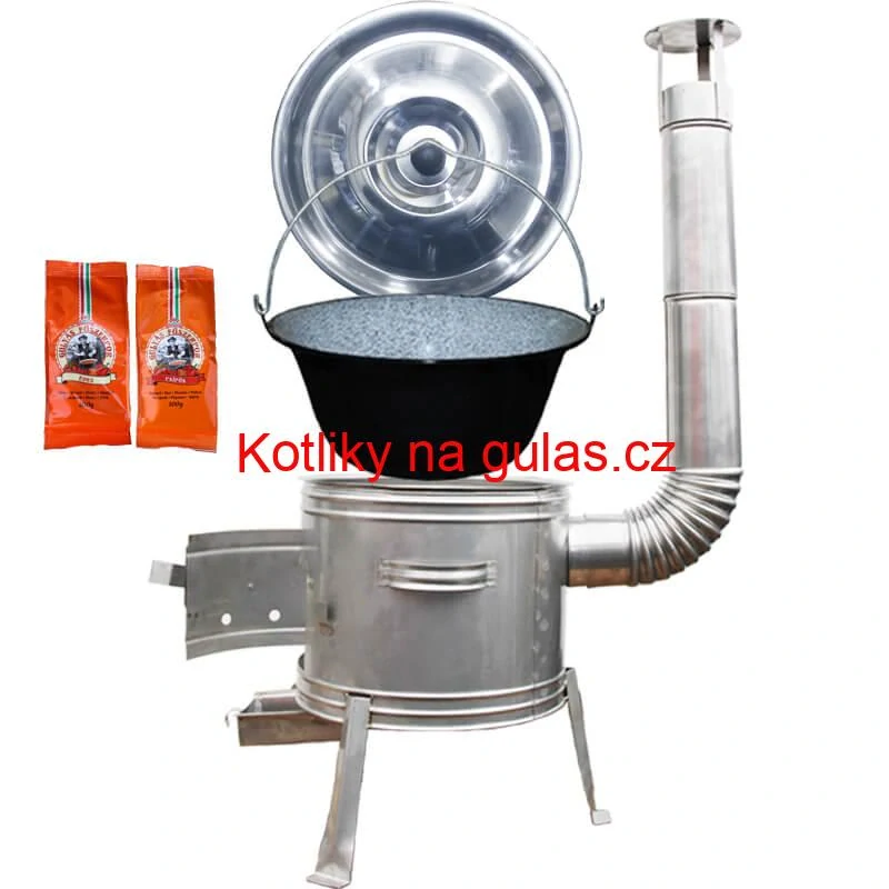 Smaltovaný kotlík 25 L + Nerezová kotlina 42 INOX + paprikový pepř na guláš - MIX 100 g