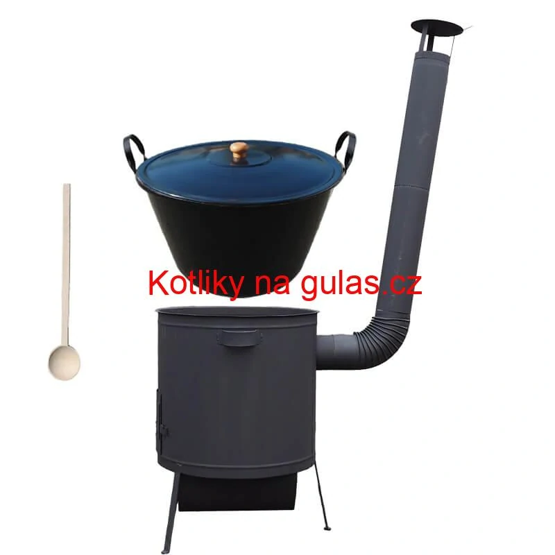 Smaltovaný kotel 60 L na zabijačku + žáruvzdorná kotlina 53 PLUS 600 4 MM + vařečka