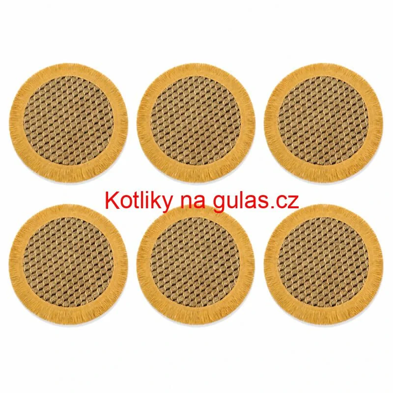 Přírodní podložky pod talíř se třásněmi 37 cm, 6 ks