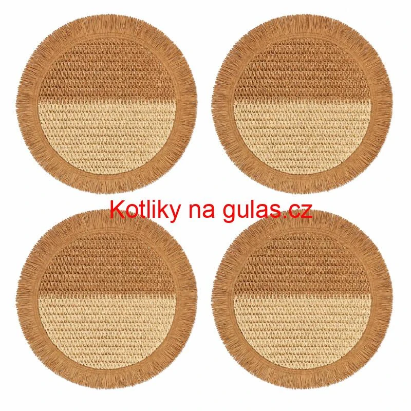 Přírodní podložky pod talíř se třásněmi 37 cm, 4 ks