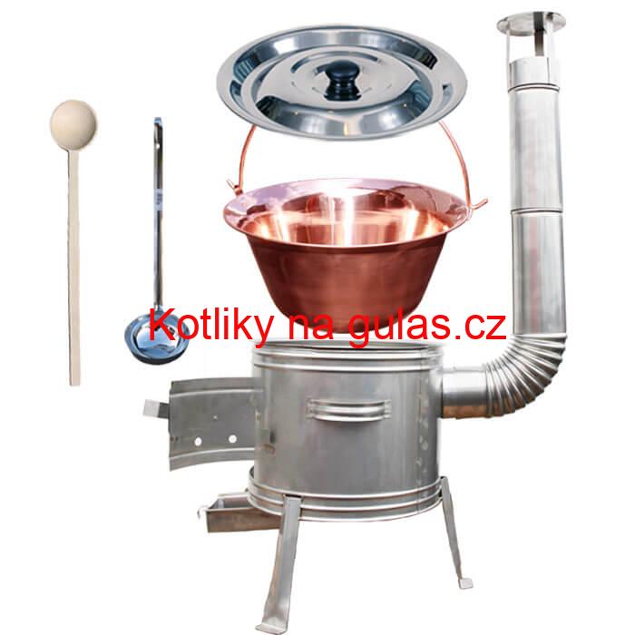 Měděný kotlík 20 L + nerezová kotlina 39 cm TOPLUX