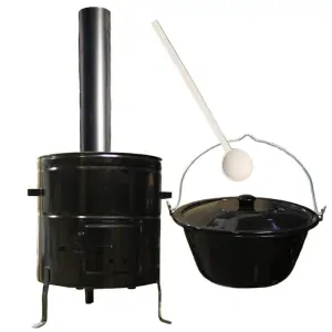 Smaltovaný kotlík 30 L (1,2 mm) + kovová kotlina 50 CLASSIC (KOV) + kouřovod Max Party