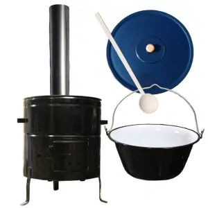 Smaltovaný kotlík 40 L (1,2 mm) + kovová kotlina 50 CLASSIC (KOV) + kouřovod Max Party