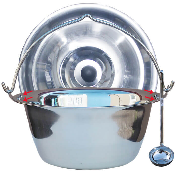 Nerezový kotlík 30 L (0,8 mm) + nerezová poklice