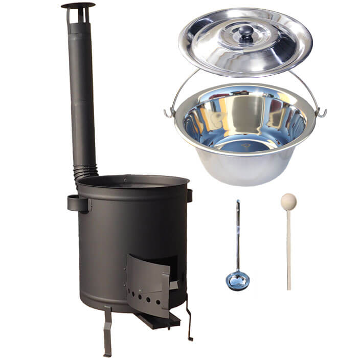 Nerezový kotlík 22 L (0,8 mm) + hrubostěnná (1,5 mm) a žáruvzdorná kotlina 42 PLUS 600