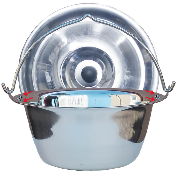 Nerezový kotlík 20 L (0,8 mm) s nýty + poklice