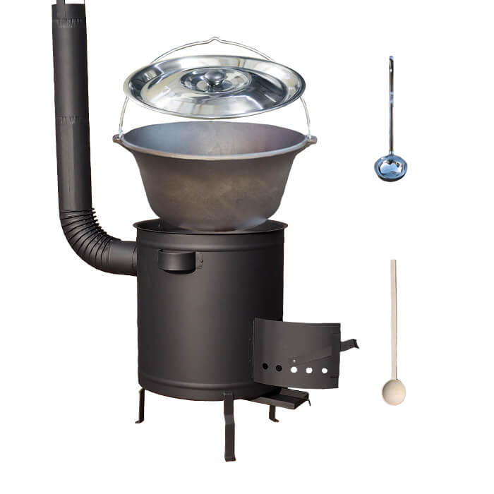 Litinový kotlík 22 L + silnostěnná (1,5 mm) a žáruvzdorná kotlina 45 PLUS 600