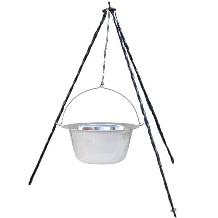 Nerezový kotlík (INOX 0,8 mm) 14 L + trojnožka 1,2 m