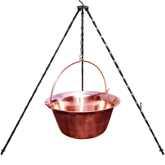 Měděný kotlík 14 L (1,2 mm) + trojnožka 1,2 m