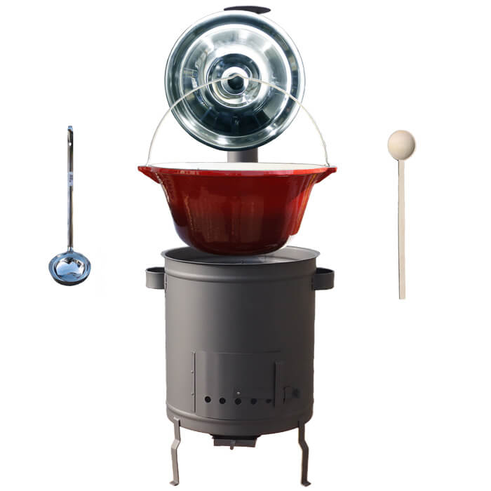 Litinový kotlík 16 L + silnostěnná (1,5 mm) žáruvzdorná kotlina 36 PLUS 600