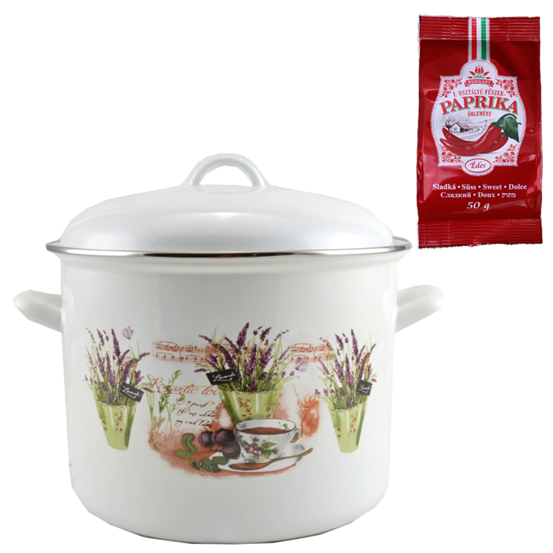 Smaltovaný hrnec s poklicí 10,4 L levandule + sladká paprika GURMÁN 50 g
