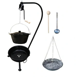 Smaltovaný kotlík 25 L (1,2 mm) + smaltovaná pánev + přenosné ohniště