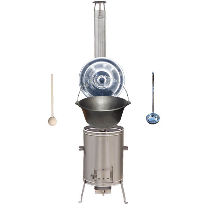 Litinový kotlík bez povrchové úpravy 10,8 L + Nerezová kotlina 33 LUX