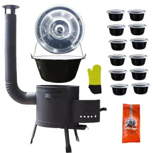 Smaltovaný kotlík 22 L (1,2 mm) + misky 12 ks + nízká žáruvzdorná kotlina (1,5 mm) 42 PLUS 600