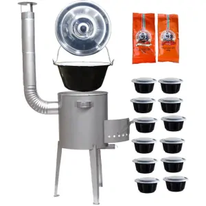 Smaltovaný kotlík 22 L (1,2 mm) + nerezová kotlina 42 cm LUXUS + misky 12 ks + 2 x pepř na guláš 100 g