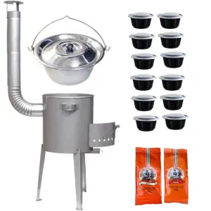 Nerezový kotlík 22 L (0,8 mm) INOX + nerezová kotlina 42 cm LUXUS + misky 12 ks + 2 x pepř na guláš 100 g