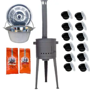 Nerezový kotlík 22 L (0,8 mm) INOX + vysoká žáruvzdorná kotlina (1,5 mm) HODO 42 cm PLUS 600 + misky 12 ks + 2 x pepř na guláš 100 g