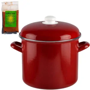 Smaltovaný hrnec s poklicí 5,2 l červený + pikantní směs koření 50 g Kotlíkový guláš