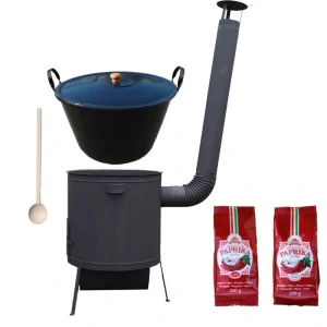 Smaltovaný kotel 70 L na zabijačku + žáruvzdorná kotlina 53 PLUS 600 4 MM + sladká a pálivá (2 x 250 g) + vařečka