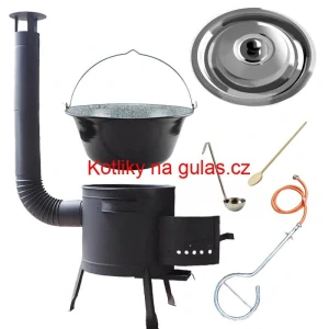 Smaltovaný kotlík (1,2 mm) 22 L + plynový hořák k PB + nízká kotlina 42 PLUS 600 + nerezová poklice INOX