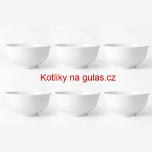 Sada 6 ks: Prémiové bílé misky s kamennou strukturou (750 ml)