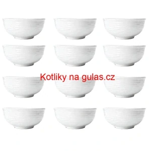 Sada 12 ks: Prémiové bílé misky s kamennou strukturou (750 ml)