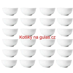 Sada 24 ks: Prémiové bílé misky s kamennou strukturou (750 ml)