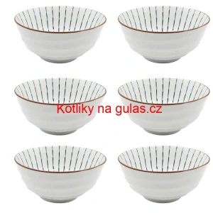 Sada 6 ks velkých keramických misek na guláš a polévky, 1 litr