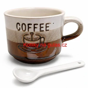 Keramický hrnek na kávu 150 ml COFFEE s lžičkou 1 ks