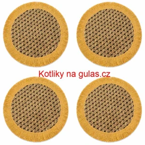 Přírodní podložky pod talíř se třásněmi 37 cm, 4 ks