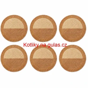 Přírodní podložky pod talíř se třásněmi 37 cm, 6 ks