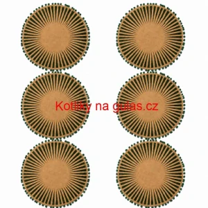 Kulaté jutové podložky pod talíř zelené s bambulkami 37 cm, 6 ks