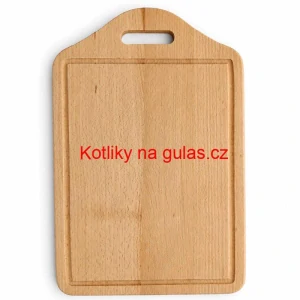 Dřevěná krájecí deska s rukojetí 40×25 cm — tvar štítu