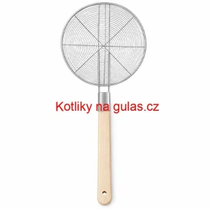 Velké nerezové sítko 22,5 cm s dřevěnou rukojetí – délka 56,5 cm