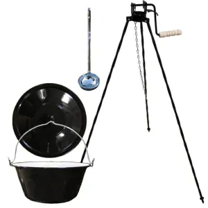 Smaltovaný kotlík 13 L + poklice + stojan s kladkou VAR