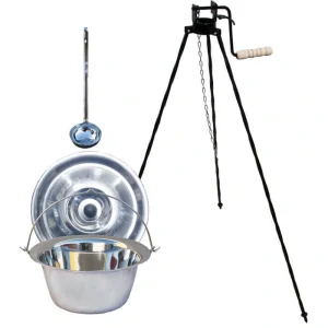 Nerezový kotlík 22 L (0,8 mm) + poklice + stojan s kladkou VAR