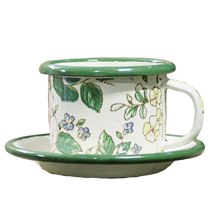 Smaltovaný šálek + podšálek