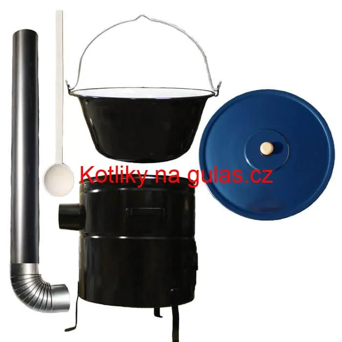 Smaltovaný kotlík 50 L (1,2 mm) + kovová kotlina 50 CLASSIC (KOV) + kouřovod Max Party