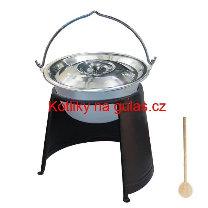 Nerezový kotlík 14 L (0,8 mm) + poklice + chránič plamene