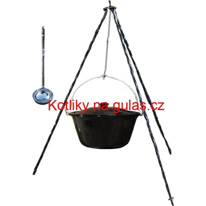 Smaltovaný kotlík 8 L poklice + trojnožka 1,20 m