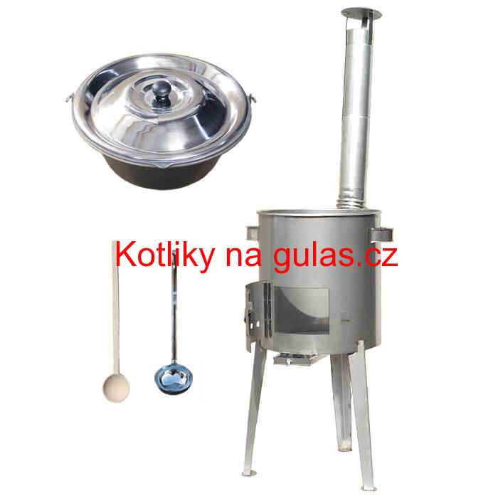 Železný kotlík 14 L (0,75 mm) + nerezová kotlina 36 cm LUXUS