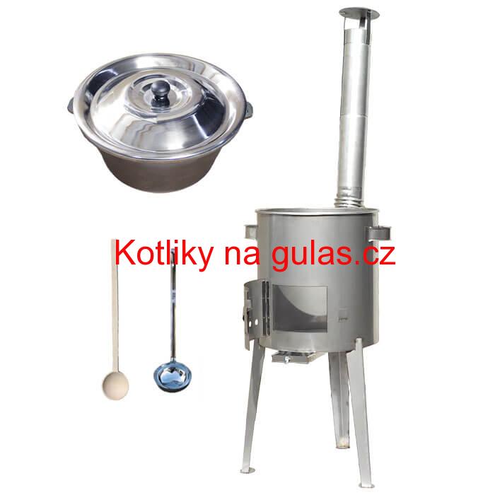 Litinový kotlík 16 L (1 cm) + nerezová kotlina 36 cm LUXUS